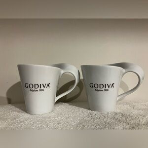Godiva White Ceramic Coffee Mugs Set